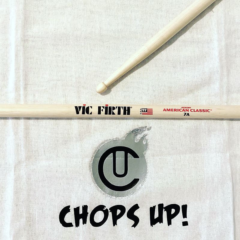 Vic Firth American Classic 7A Hickory Wood Tip Drumsticks WITH DRUM KEY image 1