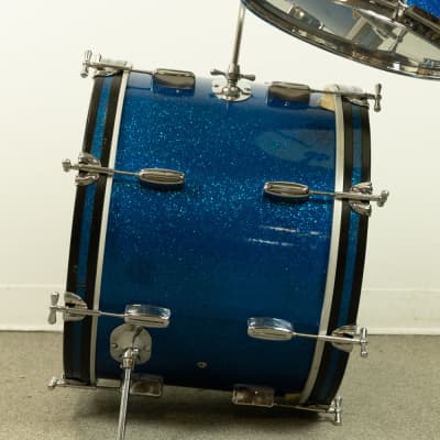 1960s Rogers Swingtime Blue Sparkle Pearl Drum Set image 11
