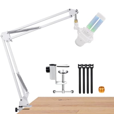 White QuadCast Boom Arm for HyperX QuadCast S- Microphone Boom Arm