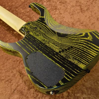 Strictly 7 Guitars Cobra K7 HT B Fannd Fret Black with Yellow Grain Fill[GSB019] image 8