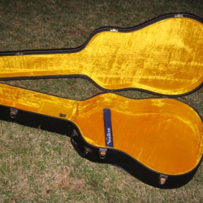 1970s Ventura Dreadnought HS Case for 6 or 12 string acoustic guitar (NO guitar) black ext/gold int image 8