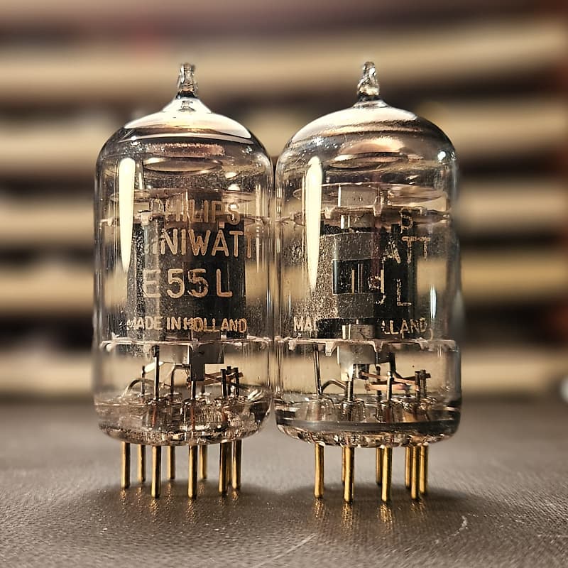 E55L Matched Pair Black Plate, Triple Mica, Tube, NOS, | Reverb