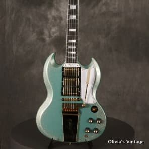 RARE 2010 Gibson Custom Shop SG/Les Paul Custom reissue INVERNESS GREEN SPARKLE image 2