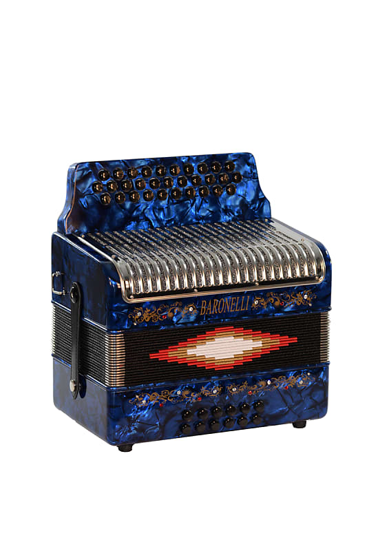 Baronelli AC3112STG-BU Full Size 31 Button Accordion w/Hard Case & Set of Back Straps - Blue image 1