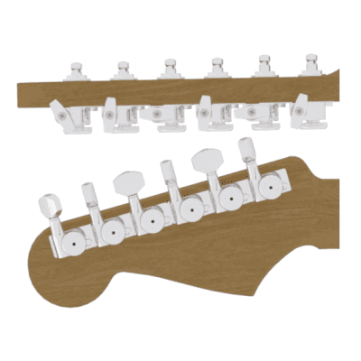 Hipshot 6K1VELOC-STAG Vintage Guitar Tuner Upgrade Kit 6-Inline Closed Chrome Staggered