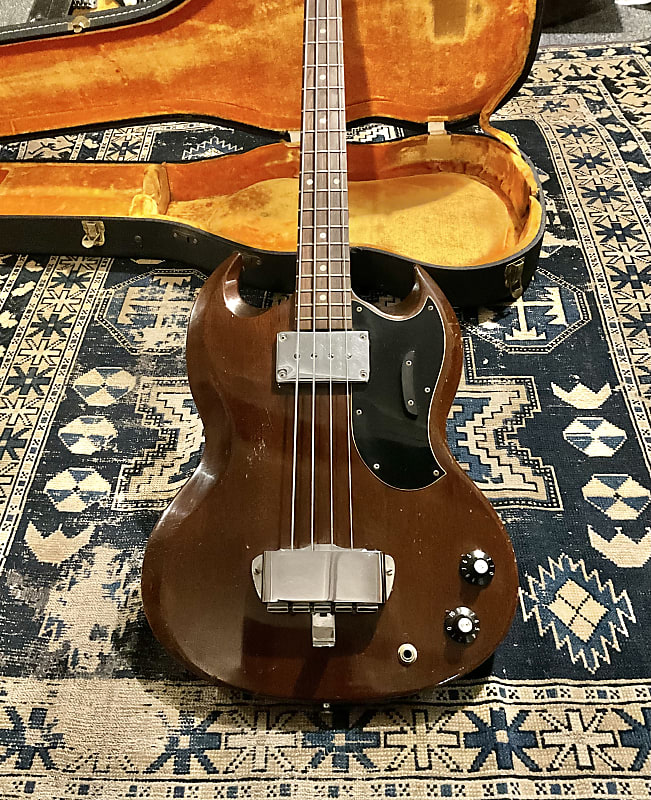 1969 Gibson Eb0 “Walnut“ 7.5 LBS Featherweight Short Scale Bass OHSC image 1
