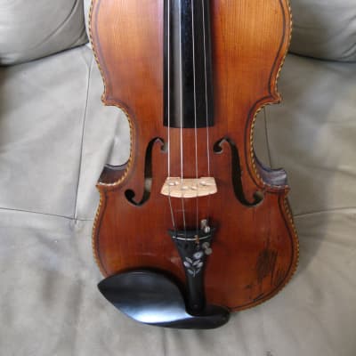 Vintage Violin with Beautiful Inlays, 4/4 c1880 image 2