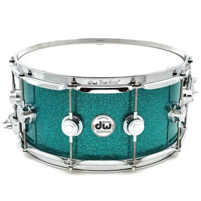 DW Collectors VLT 333 Maple Snare Drum 14x6.5 Teal Glass image 1