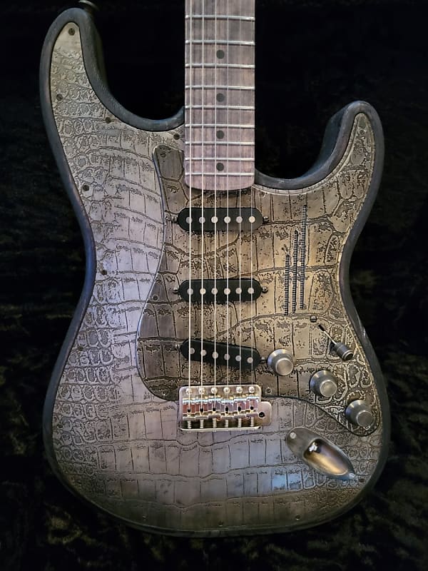 James Trussart Steel-O-Matic Silver Gator Stratocaster guitar image 1