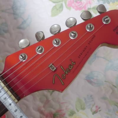 81' springy sound ST55 Candy Apple Red matching headstock stratocaster copy Fujigen  Japan vintage image 3