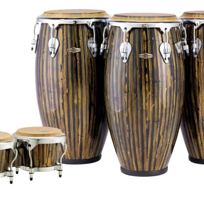 Pearl Havana Series Fiberglass 4pc Conga & Bongos Set Liquid Gold Drums | 11",11.75",12.5",7"/ 9"