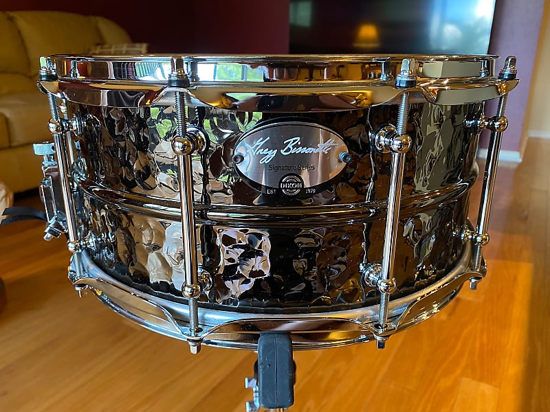 Dixon Gregg Bissonette Signature Hammered Brass Snare Drum in Black Nickel  - 14 x 6.5