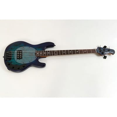 Sterling by Music Man StingRay Ray34 Burl Top Rosewood Fingerboard Electric Bass Regular Neptune Blue Satin for sale