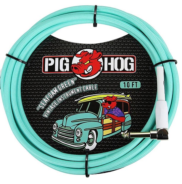 Pig Hog PCH10SGR Vintage Series 1/4" TS Straight to Right-Angle Instrument/Guitar Cable - 10' image 1