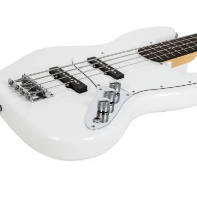 Glarry GJazz Fender Jazz Style Electric Bass Guitar White image 3
