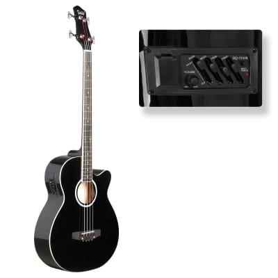 Glarry GMB101 4 string Electric Acoustic Bass Guitar w/ 4-Band Equalizer EQ-7545R 2020s - Black image 15