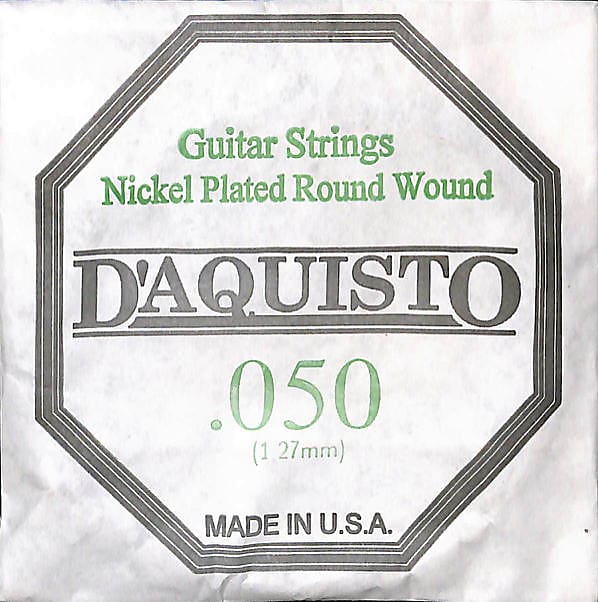 Three (3) - .050 Nickel Roundwound - D'Aquisto - Electric / Acoustic Guitar Strings image 1