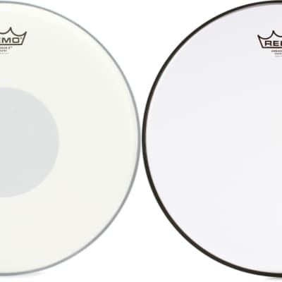 Remo Emperor X Coated Drumhead - 14 inch - with Black Dot  Bundle with Remo Ambassador Hazy Snare-side Drumhead - 14 inch image 1