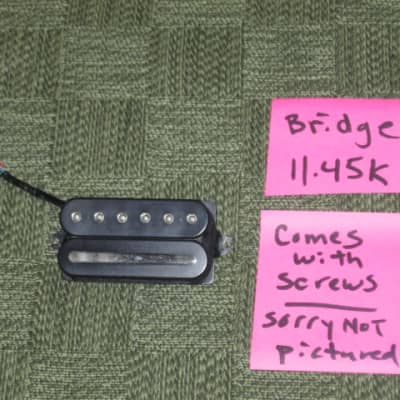 used (less than lite average wear) genuine DiMarzio BHWP3 BRIDGE  (F-spaced) pickup [which is an OEM-supplied DiMarzio "Drop Sonic" (D-Sonic)], early to mid 2000s, BLACK (+ screws) 11.45k, from early JP6, wire needs to be lengthened image 1