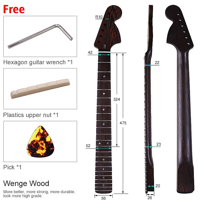 (DHL5-7 Day Delivery) ST 21 Fret One piece chicken wing wood | Reverb