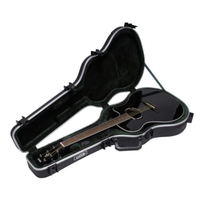 SKB Cases Thin-Line Acoustic-Electric or Classic Deluxe Guitar Hardshell Case with Full-Length Neck Support, TSA Latch, Over-Molded Handle, and Accessories Compartment image 5