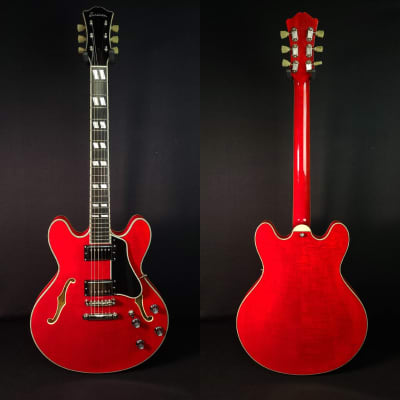 Eastman T486-RD #2566 Red Finish Semi Hollow Electric Guitar, Hard Case image 3