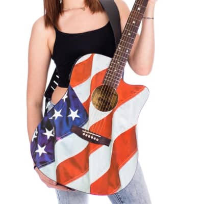 Indiana USA-1CE Dreadnought USA Flag Spruce Top Mahogany Back&Side 6-String Acoustic-Electric Guitar image 5