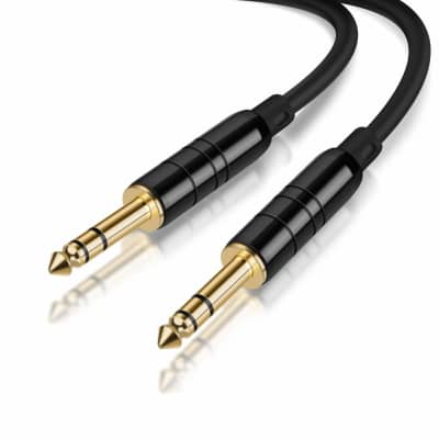 1/4’’ TRS Cable, [2-Pack 6FT] 1/4 Inch to 1/4 Inch 6.35mm Balanced Stereo Audio Cable for Studio Monitors,Mixer,Yamaha Speaker/Receiver,Black