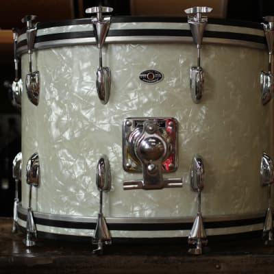 1970's Slingerland 'New Rock Outfit' in White Marine Pearl 14x22 16x16 9x13 8x12 image 17