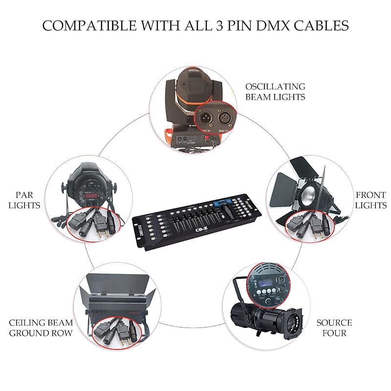 DMX Controller 192 DMX 512 Controller DJ Lights Controller Lighting Mixer  Board DMX Console for Dj Lights, Party Light Shows Disco Pub Night Club  Bars