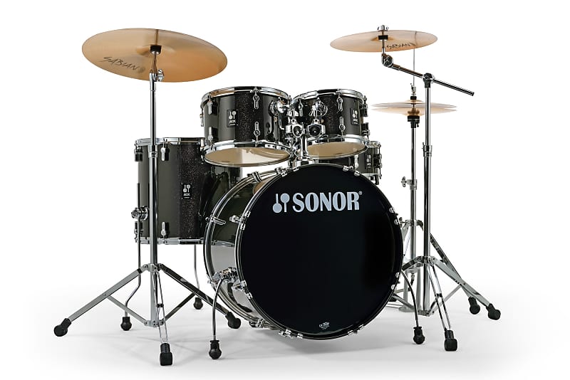 Sonor AQX Stage Black Midnight Sparkle 5pc Kit 22x16,10x7,12x8,16x15,14x5.5 Drums Cymbals & Hardware image 1