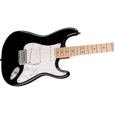 Squier Sonic Stratocaster Guitar, Maple Fingerboard, White Pickguard, Black image 4
