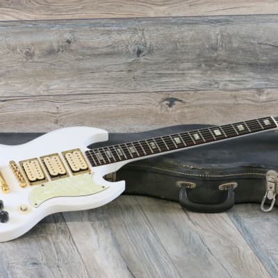 Vintage! 1974 Gibson SG3 Deluxe Triple Pickup White Pearl Refinish + OHSC image 1