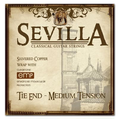 Sevilla 8440 Silver Copper Wrap Classical Guitar Strings Medium Tension Tie Ends