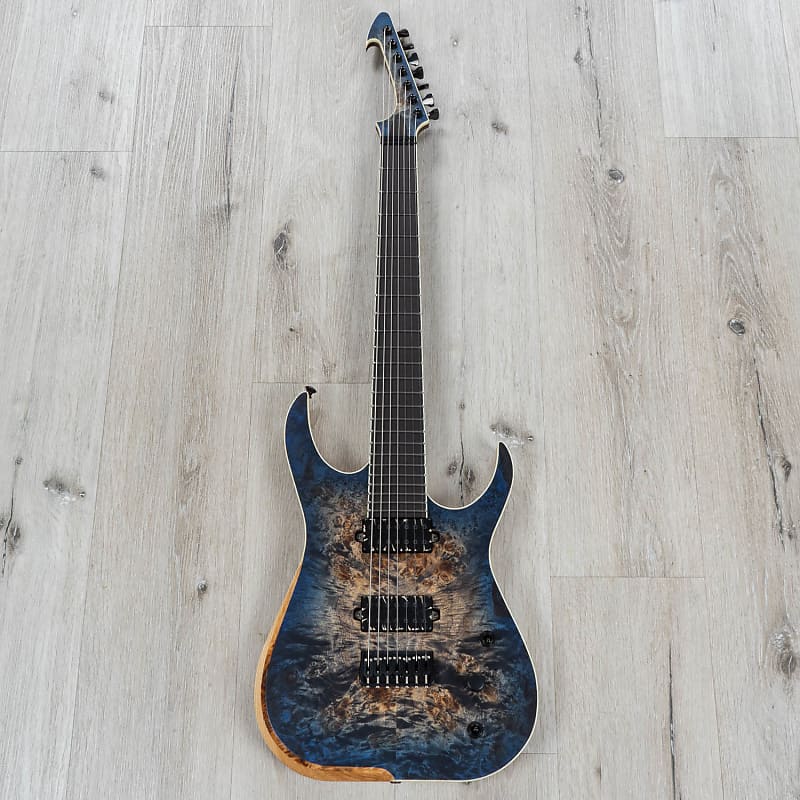 Skervesen Raptor 7 Guitar, 7-String, Ebony Fretboard, Blue