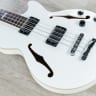 D'Angelico Premier Bass Hollow-Body 4-String Cutaway Maple Neck White w/ Gig Bag