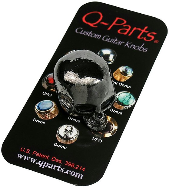 QParts SKULL Custom Guitar Knob BLACK CHROME KBSI0400 Reverb