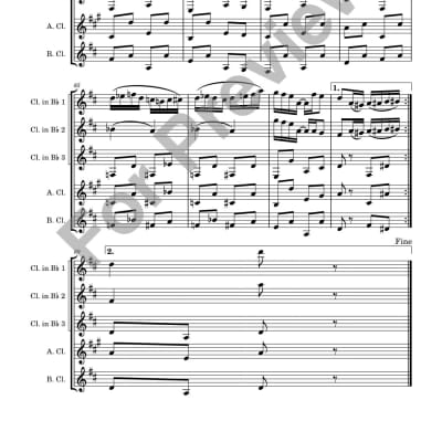 Clarinet Quartet Sheet Music - Paragon Rag (Scott Joplin). Arranged for clarinet quartet. Full Score and Parts. image 9