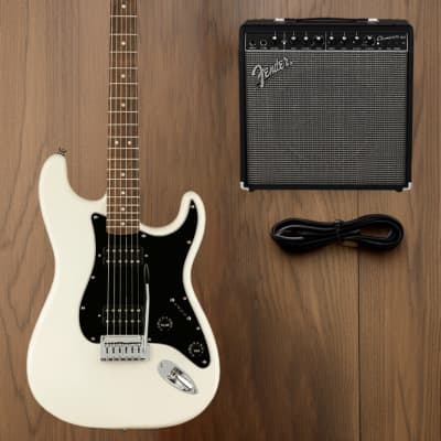 Fender Squier Affinity Series Stratocaster HH 6-String Electric Guitar with Indian Laurel Fretboard (Right-Handed, Olympic White) image 8