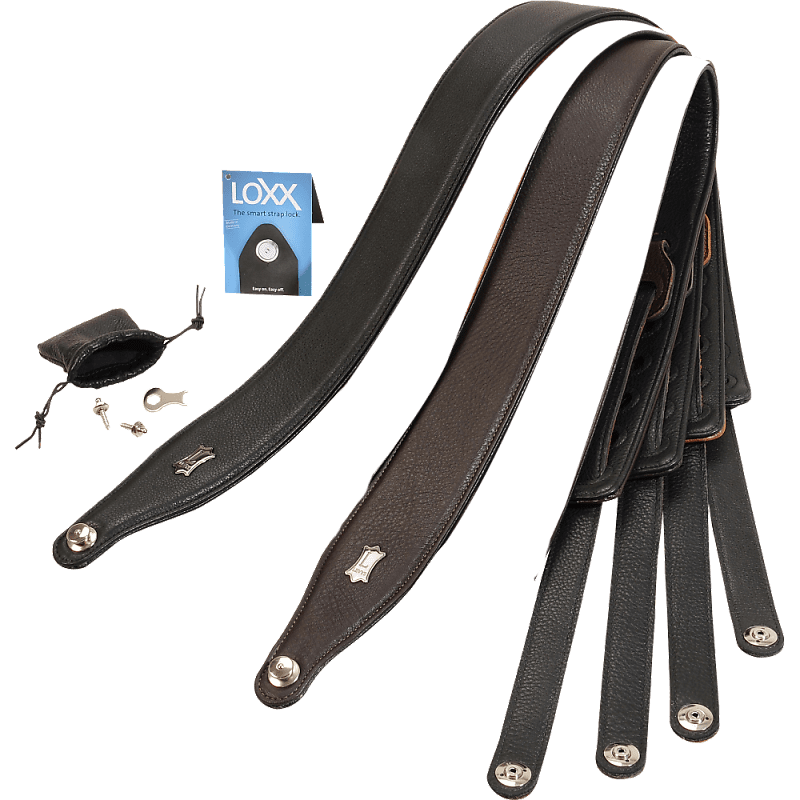 Levy's PC17LXBLK Sangle 6,4 cm, cuir + strap lock Black Reverb