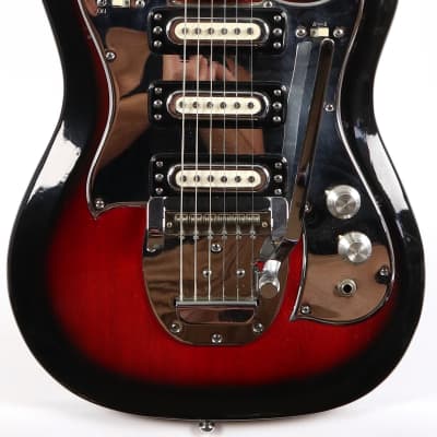 Vintage 1967 Domino Baron 3 Pickup Red Burst Electric Guitar w/ OHSC Japan image 1