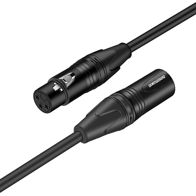 DREMAKE Unbalanced XLR 3-Pin Female to Jack 6.5mm 1/4 TS Male  Mic Patch Cord, 3FT XLR to Jack 6.35mm Mono Audio Instrument Cable for  Karaoke, Speaker System, Dynamic Microphone - Black 