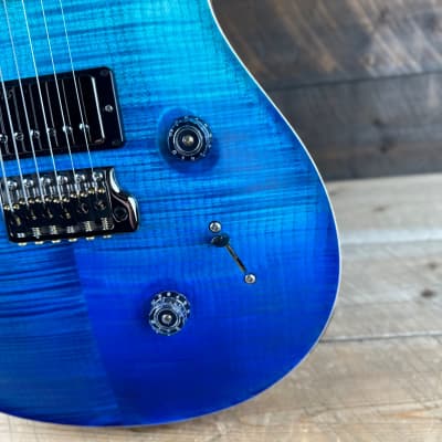 PRS Wood Library Custom 24 Semi-Hollow Flame Maple 10 Top, Korina Back, Torrified Maple Neck, Ziricote FB - Blue Fade 391867 image 2