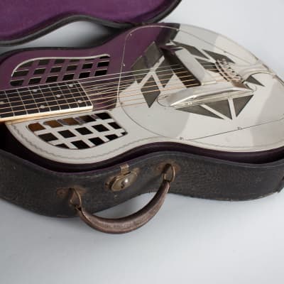 National  Style 1 Tricone Roundneck Resophonic Guitar (1935), ser. #S-5773, original black hard shell case. image 12