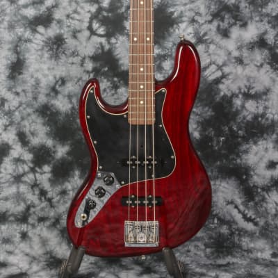 USA Schecter Custom Shop Traditional J-Bass 1998 Transparent Crimson Red Trans Red Left Handed Bass image 4