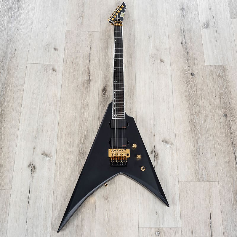 ESP USA V-II FR Guitar, Ebony Fretboard, EMG 89X & 89XR Pickups, Sapphire  Black Metallic
