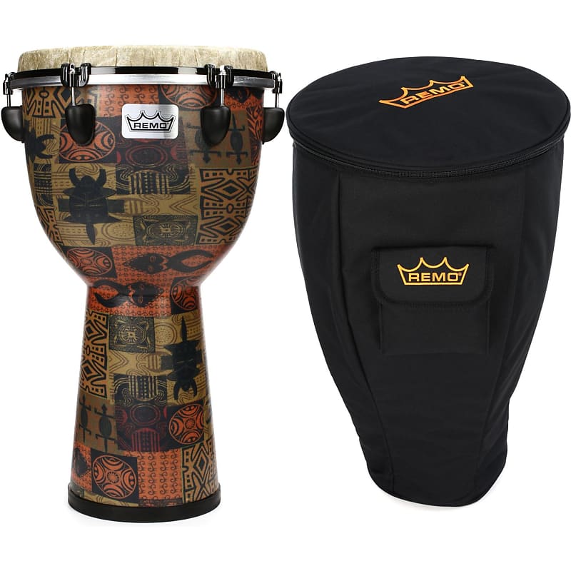 Remo Designer Series Apex Djembe Drum with Gig Bag- 12" - Orange Kinte image 1