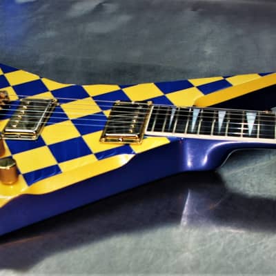 Robin Wedge 1987 Custom.  One of a kind.  Blue Yellow Checkerboard finish. Plays great. Rare. Cool+ image 15