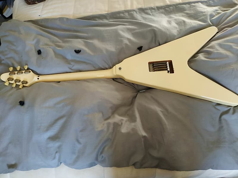 1981 Burny Flying V RFV-75 Floyd Rose alpine white | Reverb