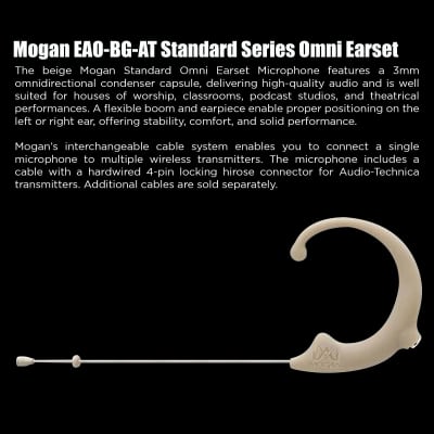 Mogan EAO-BG-AT Standard Series Omni Earset (Beige, Audio-Technica) image 2